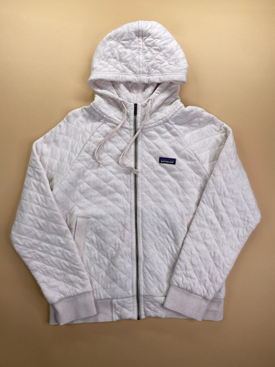 Polaire Patagonia à capuche blanc cassé et rose – Homme S, vue de face