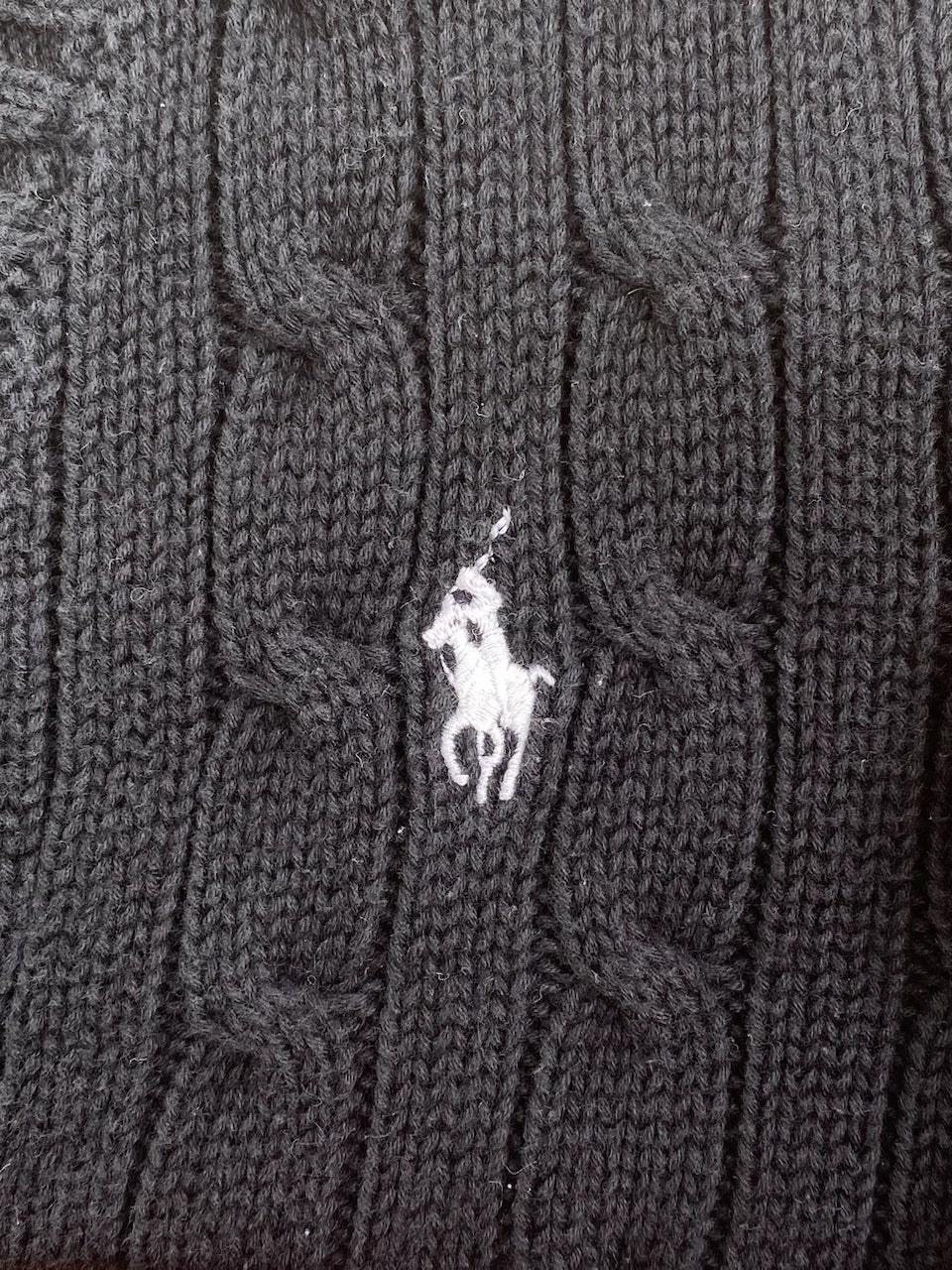 Pull Ralph Lauren col V torsadé noir – Femme L, photo 4