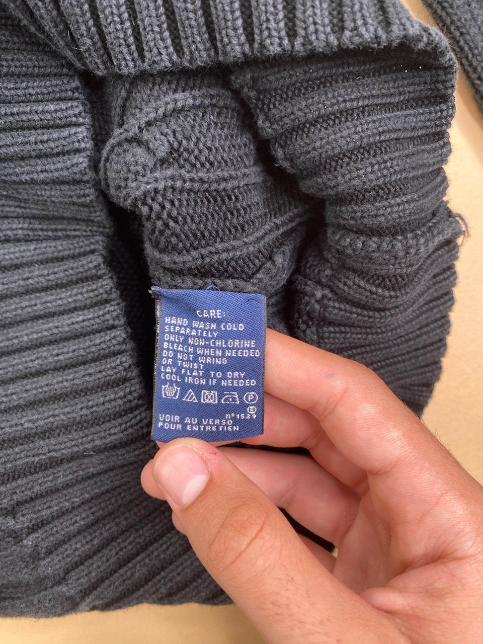 Pull Ralph Lauren col V torsadé noir – Femme L, photo 7
