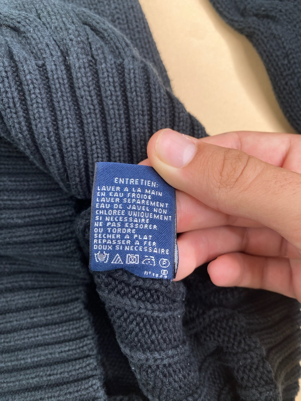 Pull Ralph Lauren col V torsadé noir – Femme L, photo 8