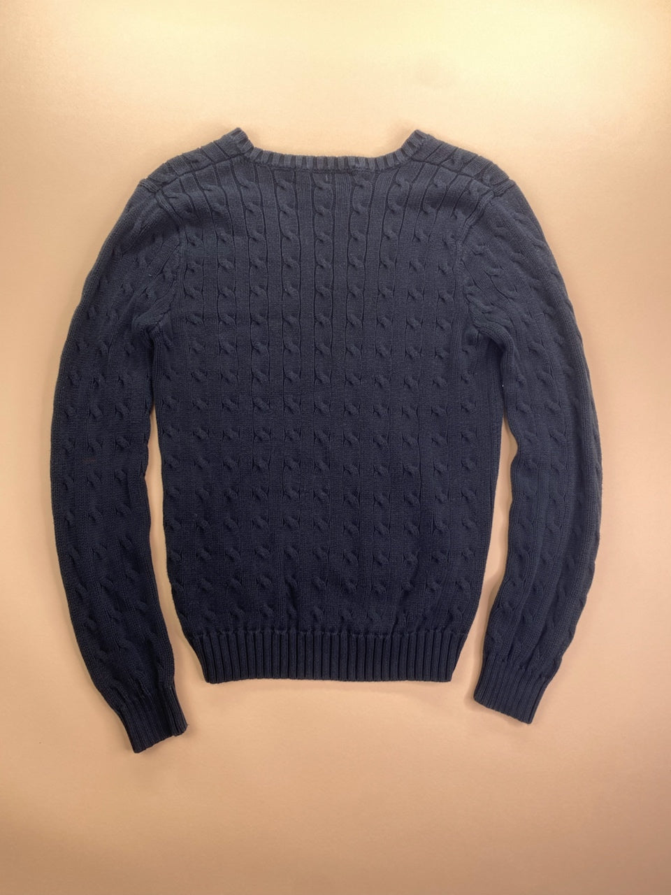 Pull Ralph Lauren col V torsadé noir – Femme L, photo 9