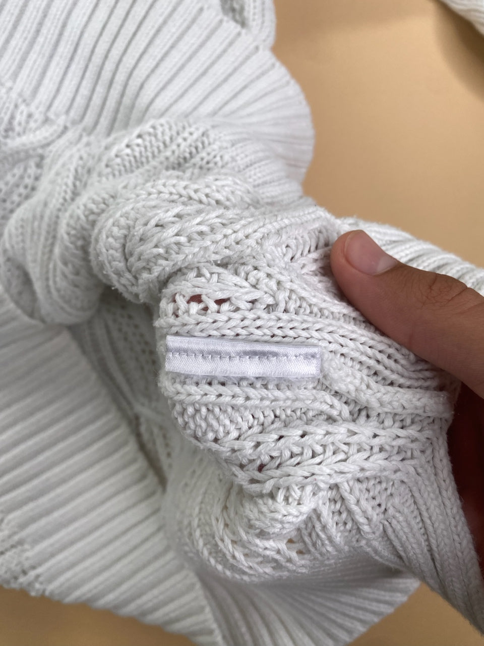 Pull Ralph Lauren col rond torsadé blanc – Homme XL, photo 5