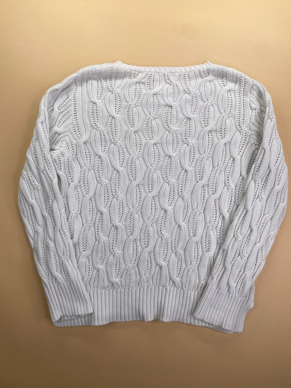 Pull Ralph Lauren col rond torsadé blanc – Homme XL, photo 6