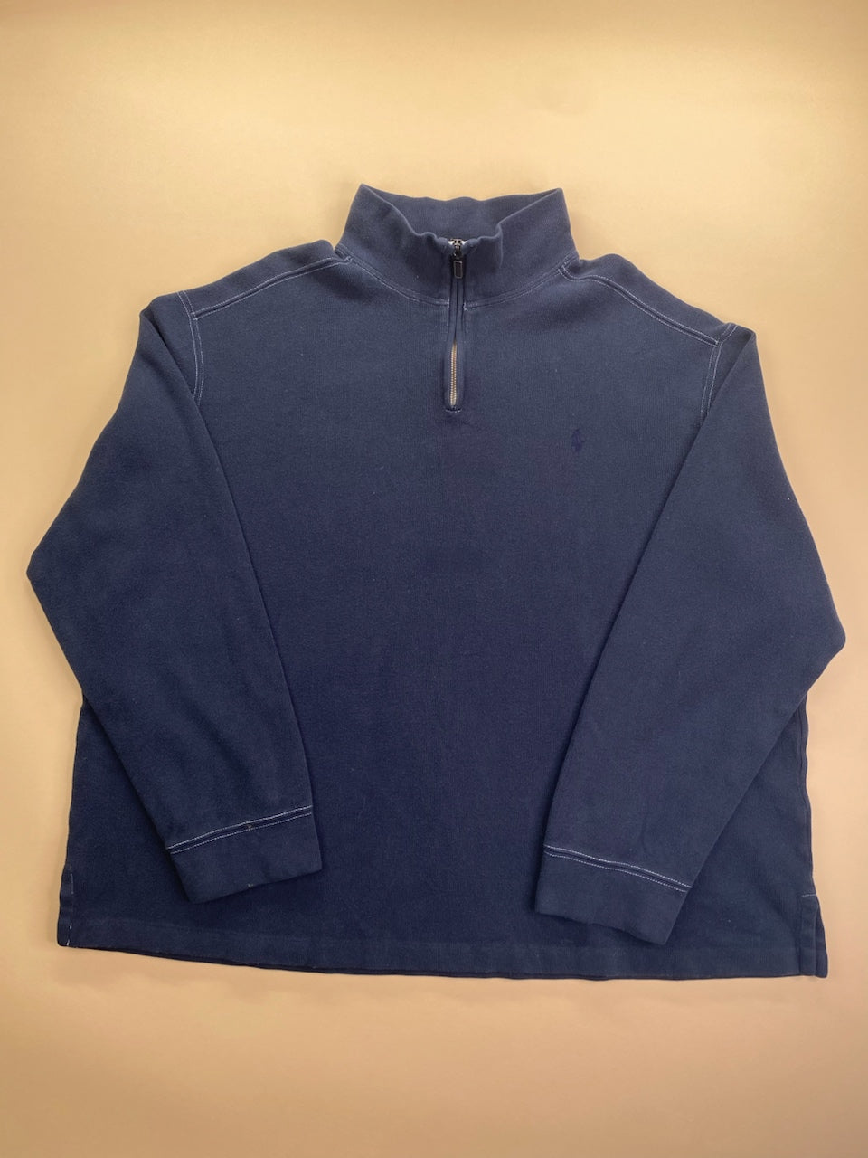 Pull Ralph Lauren quart de zip bleu marine – Homme XXL, vue de face