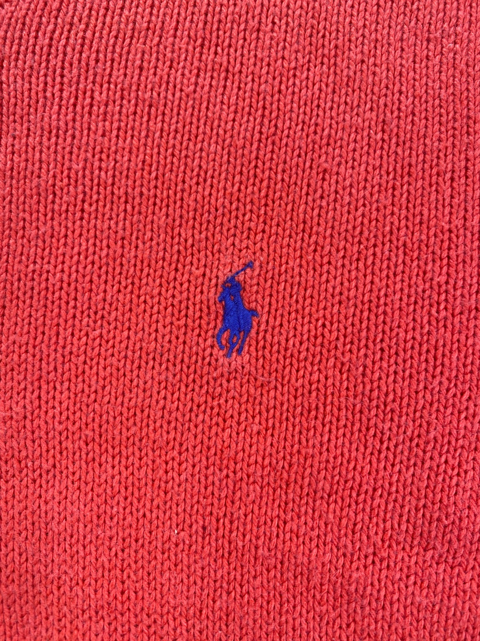Pull Ralph Lauren col V rouge corail en soie – Homme M, photo 4