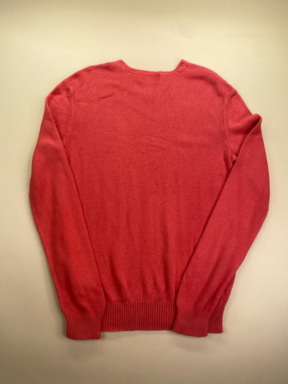 Pull Ralph Lauren col V rouge corail en soie – Homme M, photo 11