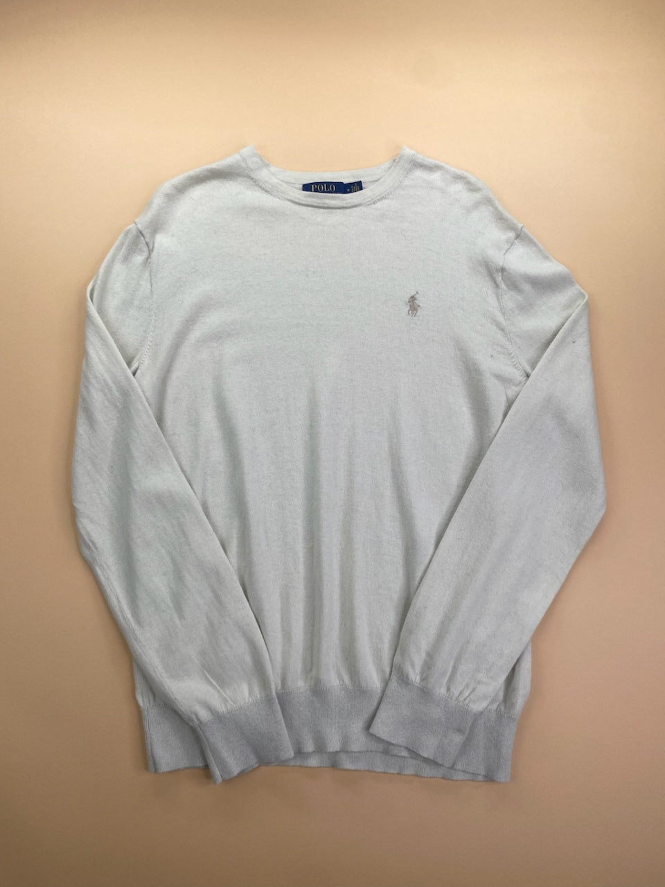 Pull Ralph Lauren col rond gris clair – Homme M, vue de face