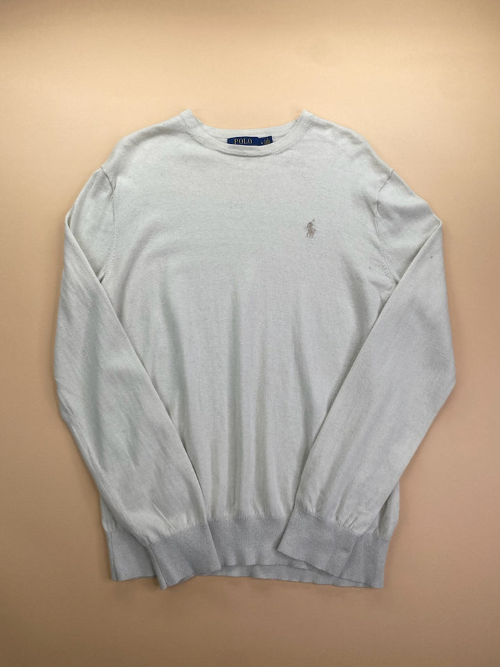 Pull Ralph Lauren col rond gris clair – Homme M, vue de face
