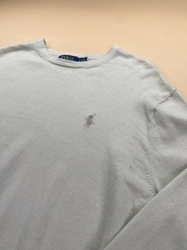 Pull Ralph Lauren col rond gris clair – Homme M, photo 3