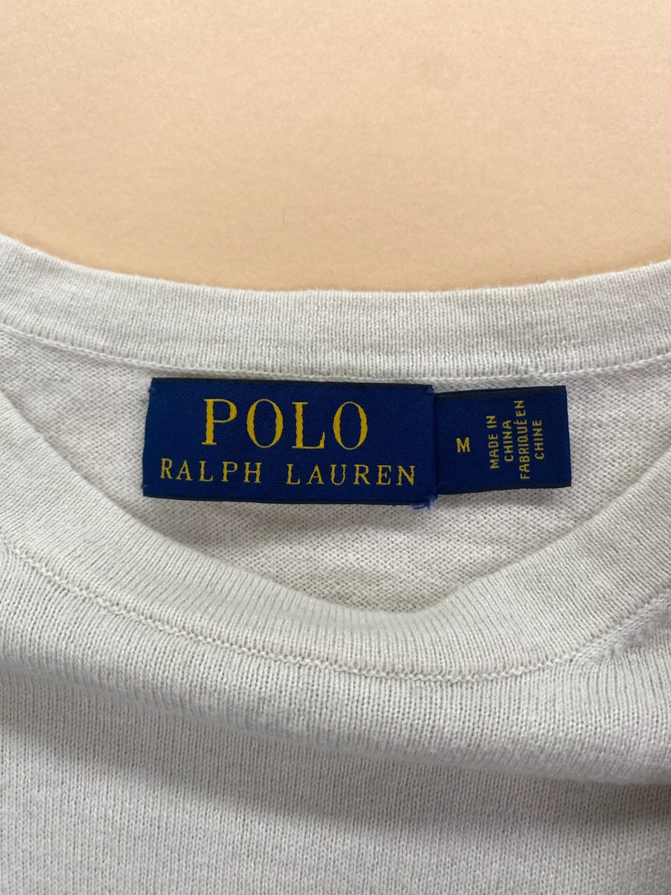 Pull Ralph Lauren col rond gris clair – Homme M, photo 5