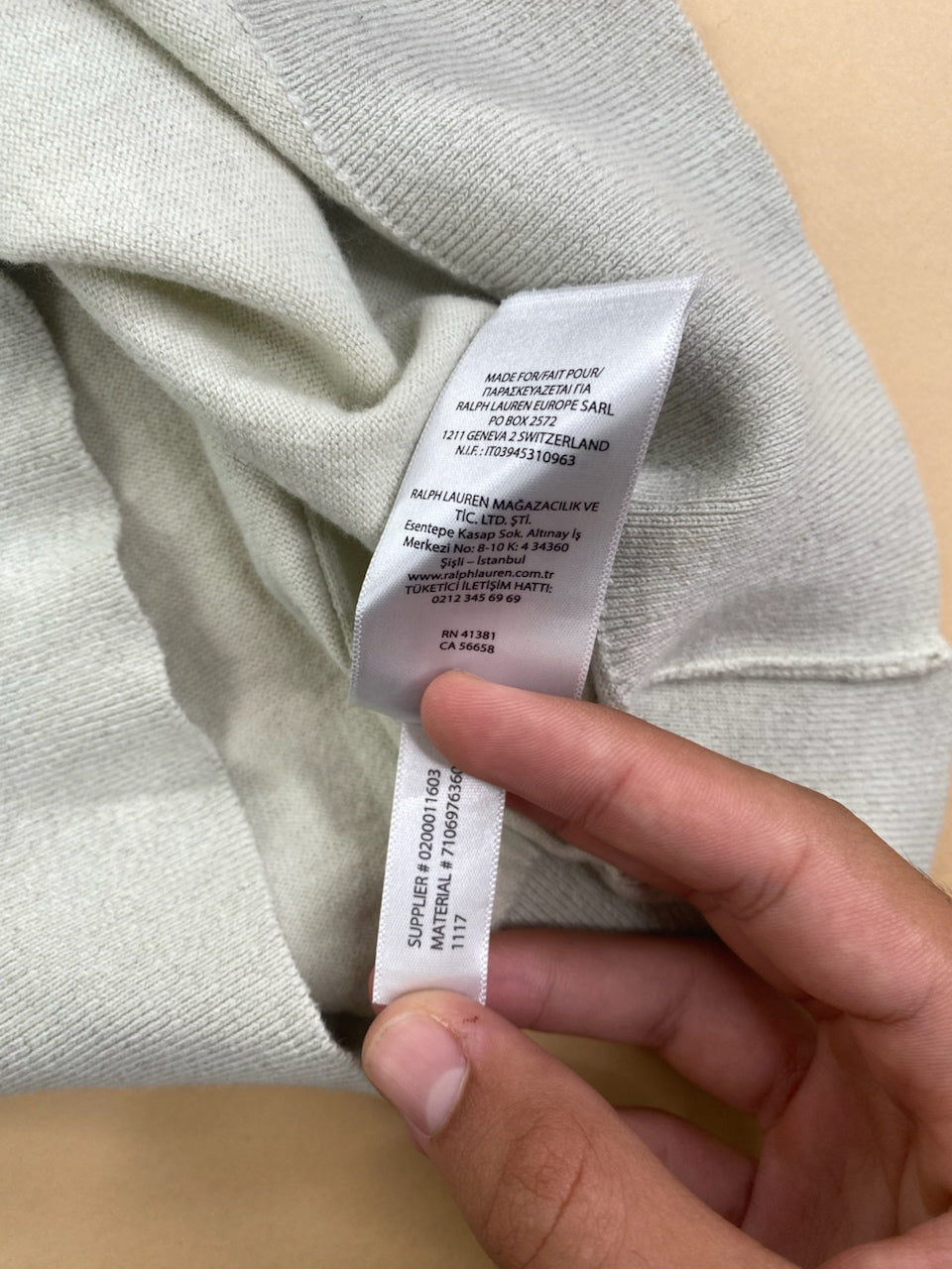 Pull Ralph Lauren col rond gris clair – Homme M, photo 8