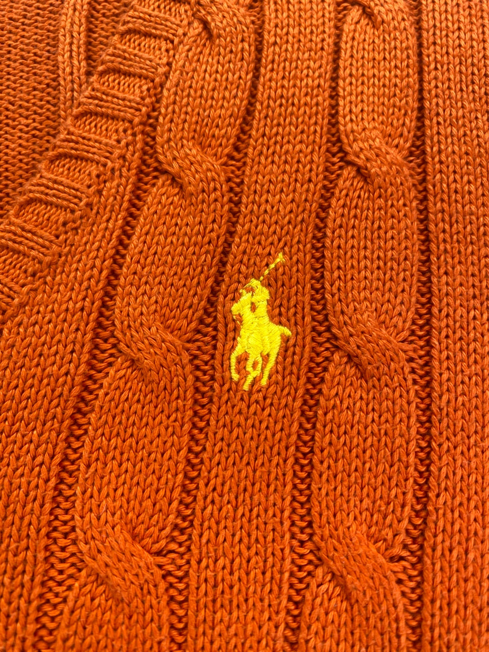 Pull Ralph Lauren col V torsadé orange – Femme L, photo 4