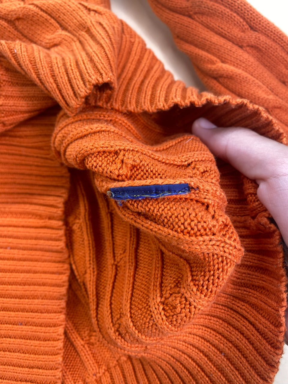 Pull Ralph Lauren col V torsadé orange – Femme L, photo 7