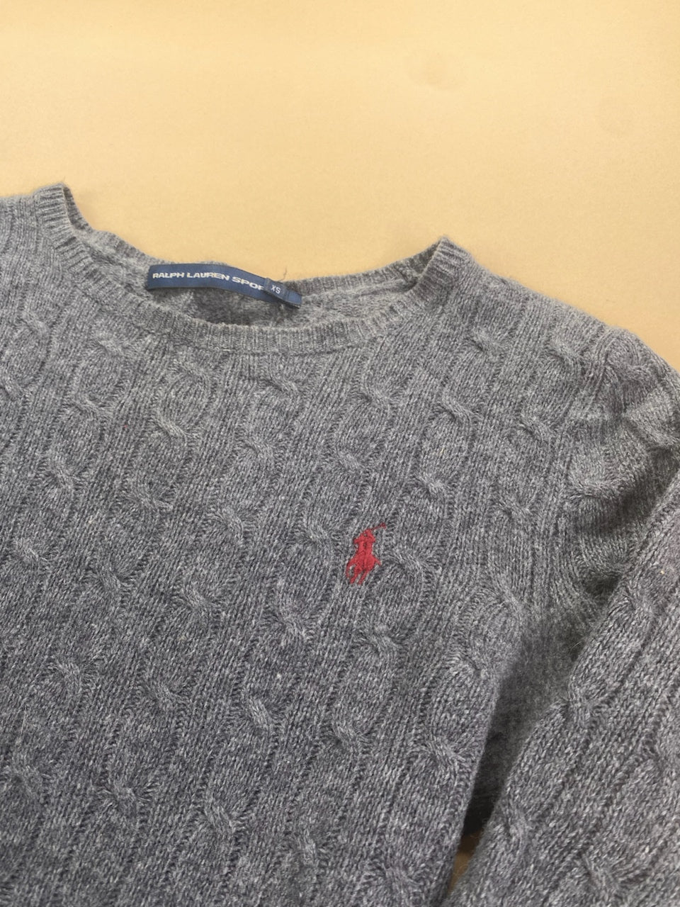 Pull Ralph Lauren gris en laine mérinos – Femme XS, photo 3