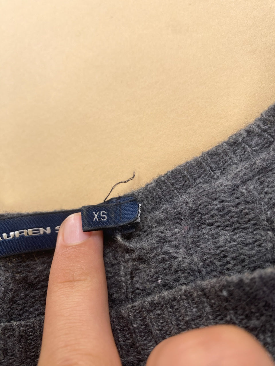 Pull Ralph Lauren gris en laine mérinos – Femme XS, photo 8
