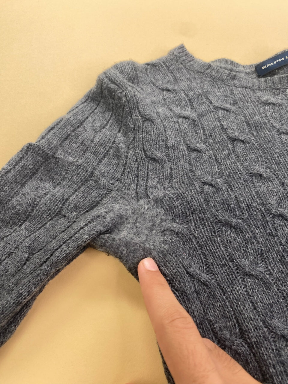 Pull Ralph Lauren gris en laine mérinos – Femme XS, photo 10