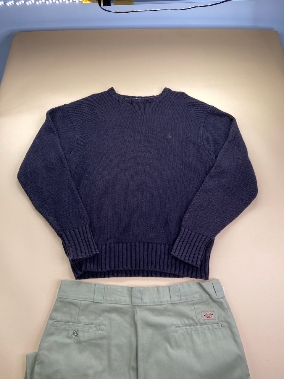 Pull Ralph Lauren col rond marron – Homme L, vue de face