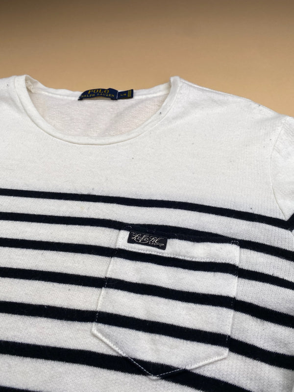 Pull Ralph Lauren rayé blanc et noir – Homme L, photo 3
