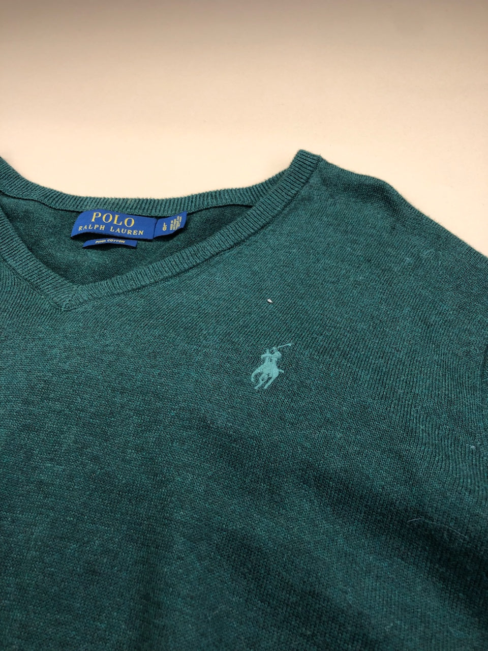 Pull Ralph Lauren col V vert foncé – Homme L, photo 3