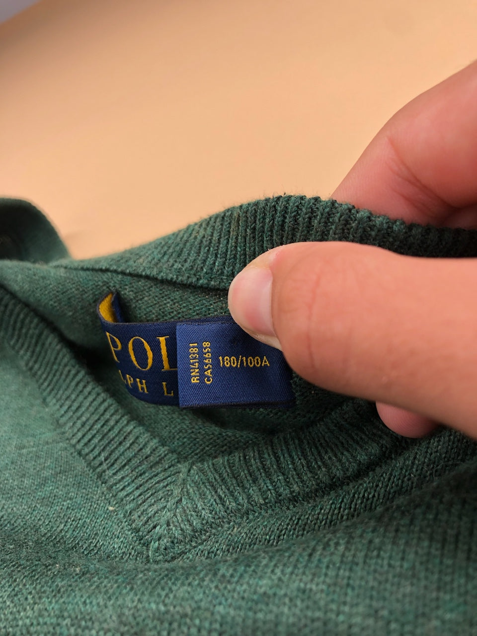 Pull Ralph Lauren col V vert foncé – Homme L, photo 6
