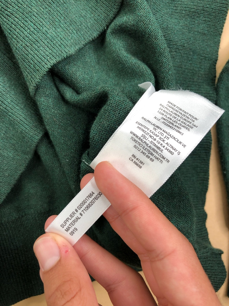 Pull Ralph Lauren col V vert foncé – Homme L, photo 8