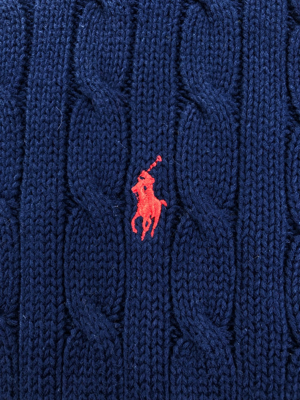 Pull Ralph Lauren col rond torsadé bleu marine – Homme L, photo 4