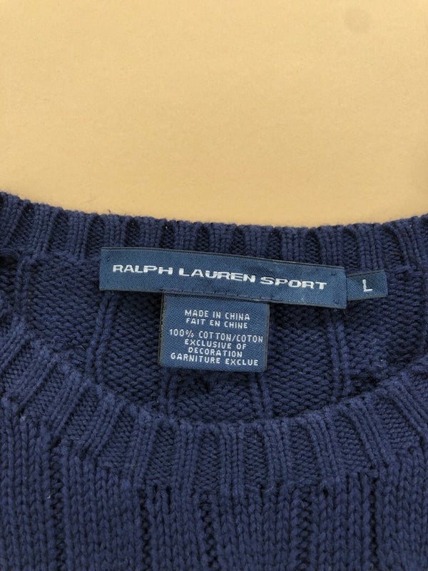 Pull Ralph Lauren col rond torsadé bleu marine – Homme L, photo 5