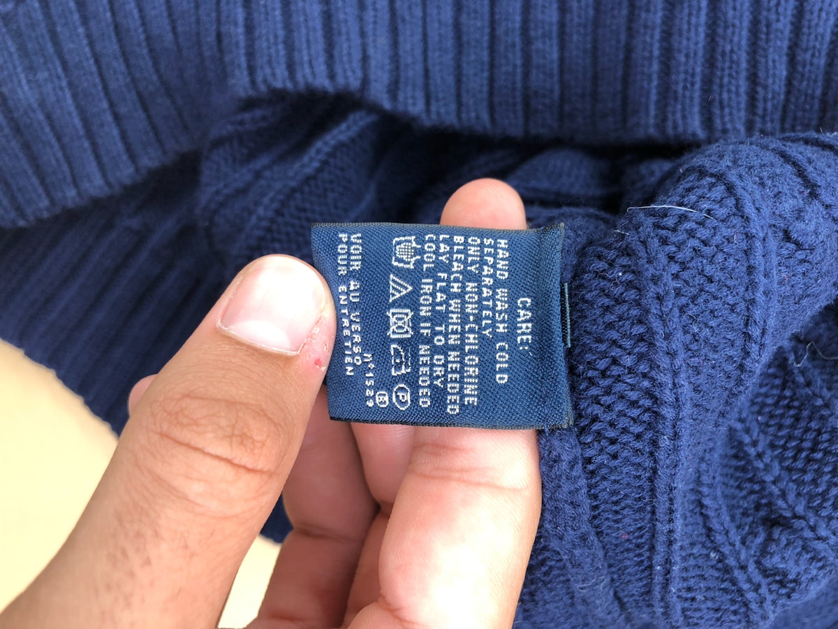 Pull Ralph Lauren col rond torsadé bleu marine – Homme L, photo 7