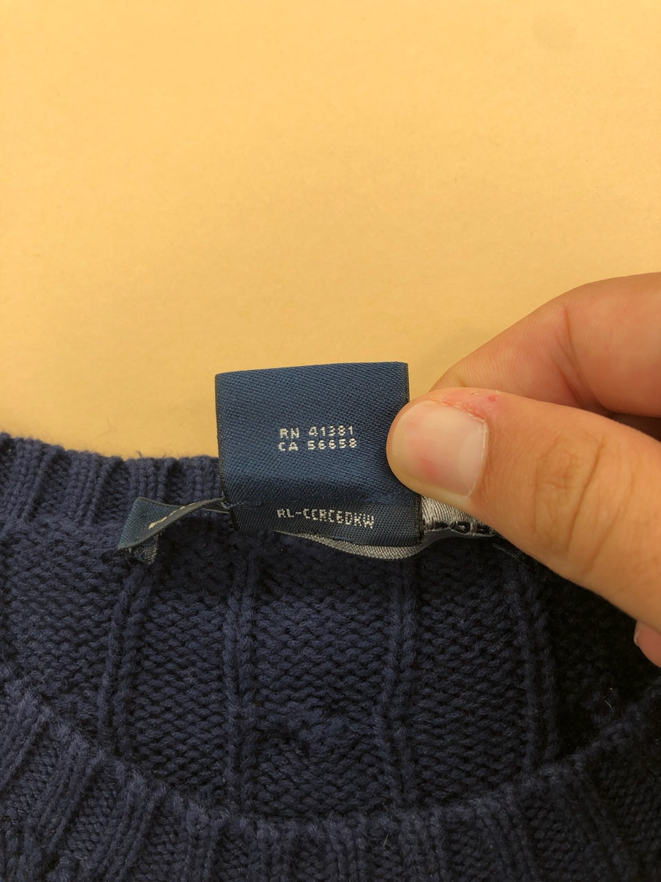 Pull Ralph Lauren col rond torsadé bleu marine – Homme L, photo 6