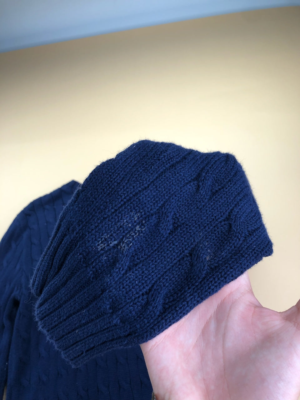 Pull Ralph Lauren col rond torsadé bleu marine – Homme L, photo 10