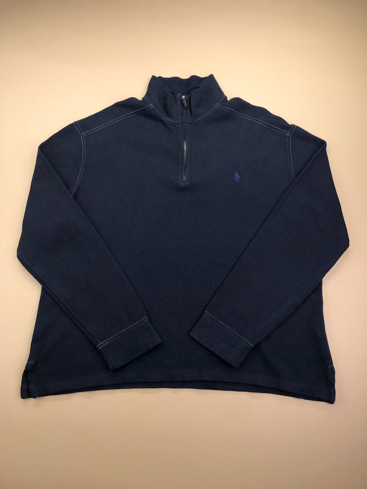Pull Ralph Lauren col camionneur bleu marine – Homme L, vue de face