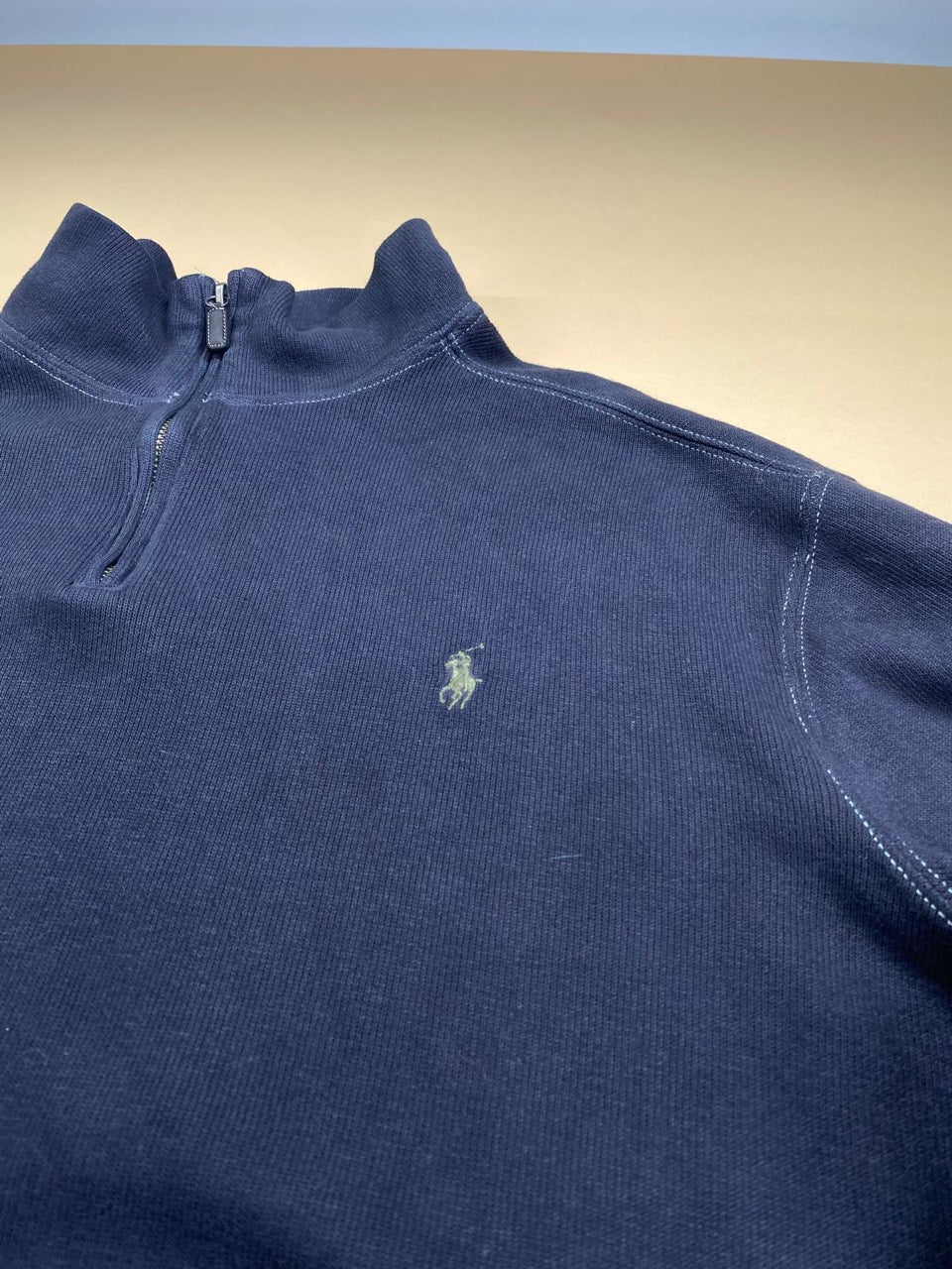 Pull Ralph Lauren quart de zip bleu marine – Homme XL, photo 3