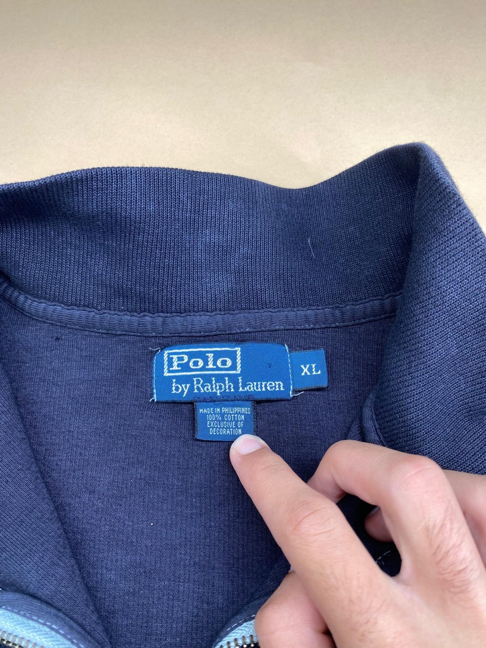 Pull Ralph Lauren quart de zip bleu marine – Homme XL, photo 6
