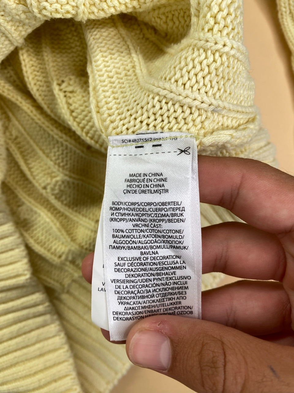 Pull Ralph Lauren col rond torsadé jaune et bleu – Homme L, photo 6