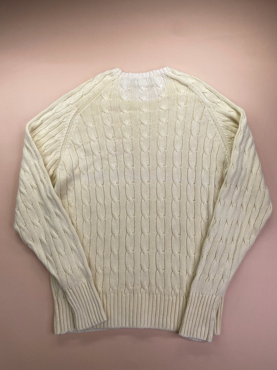 Pull Ralph Lauren col rond torsadé jaune et bleu – Homme L, photo 8