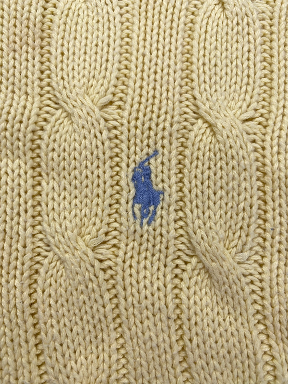 Pull Ralph Lauren col rond torsadé jaune et bleu – Homme L, photo 10