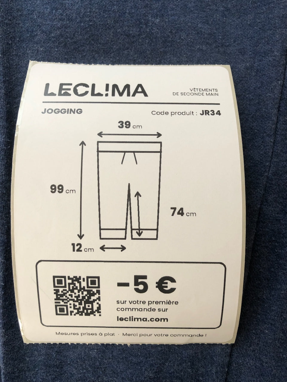 Jogging Ralph Lauren bleu marine chiné – mesures à plat