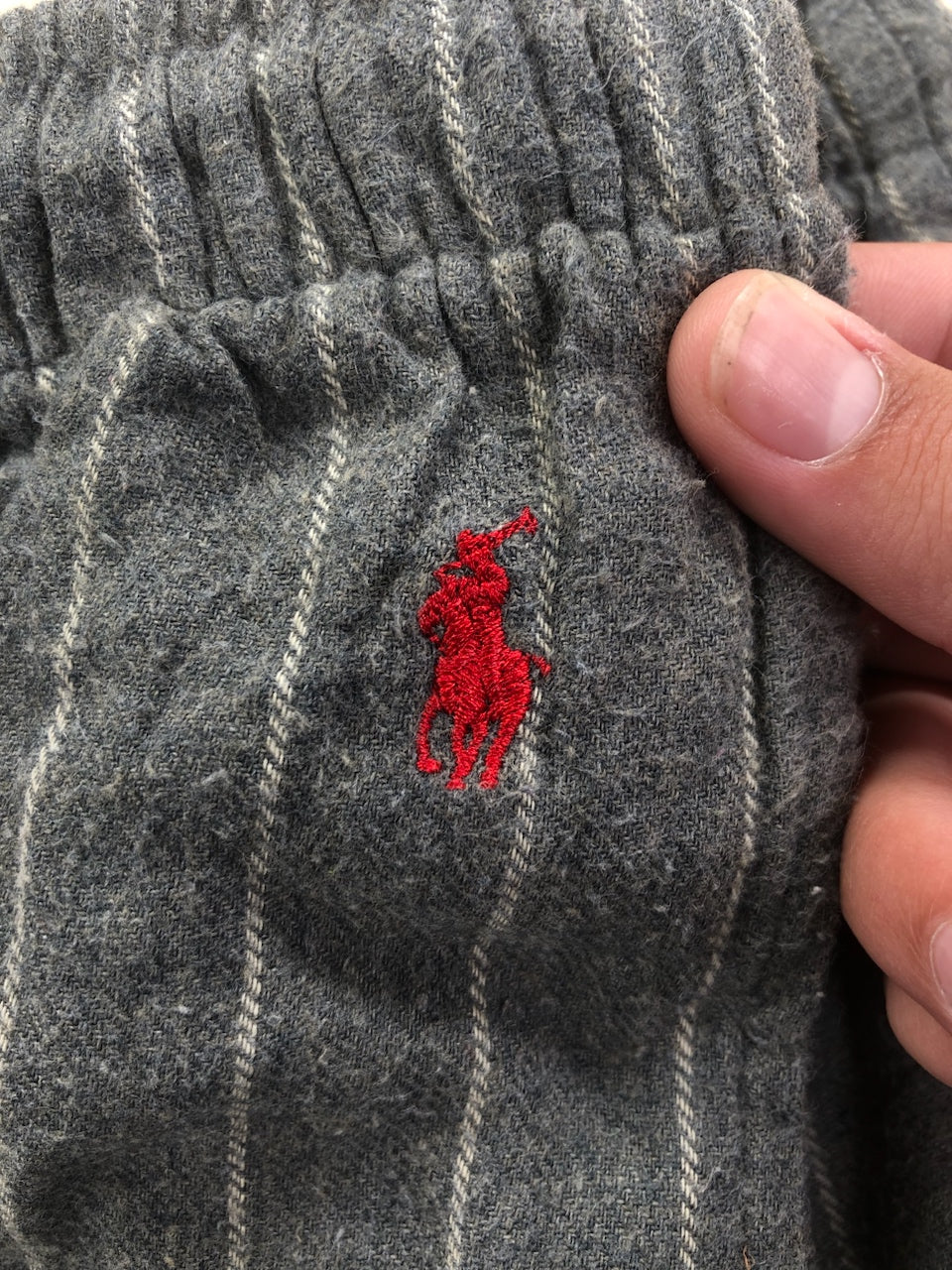 Pyjama Ralph Lauren baggy gris et blanc rayé – vue 3