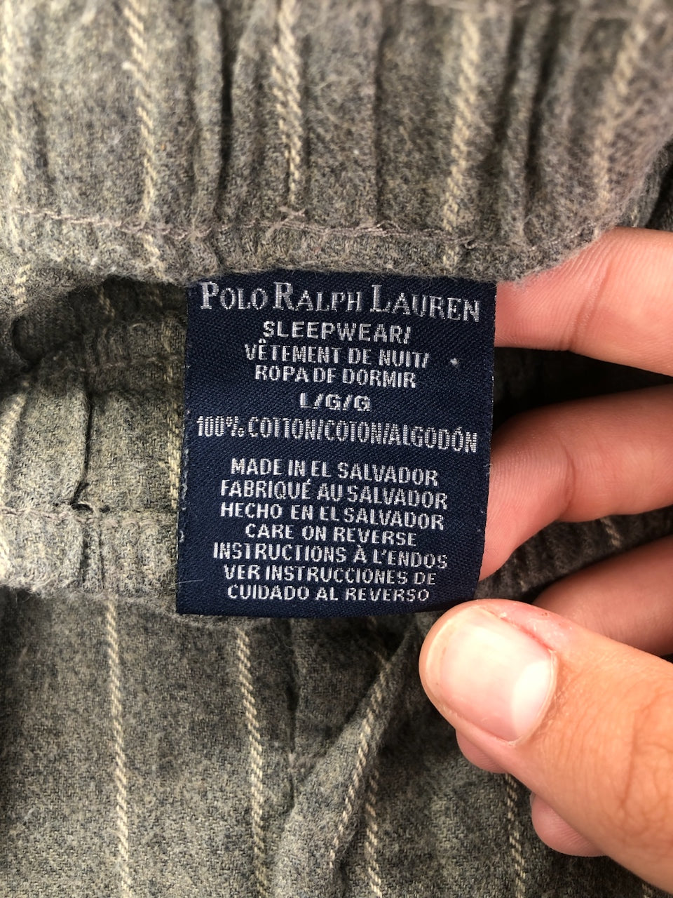 Pyjama Ralph Lauren baggy gris et blanc rayé – vue 7