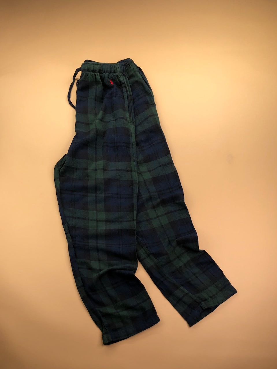 Pyjama Ralph Lauren baggy tartan bleu marine et vert foncé – vue 1