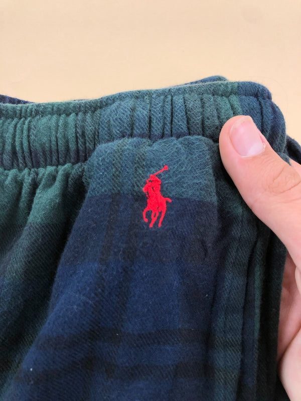 Pyjama Ralph Lauren baggy tartan bleu marine et vert foncé – vue 3