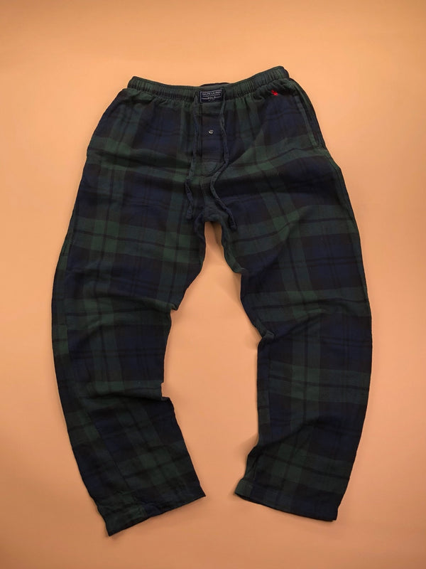 Pyjama Ralph Lauren baggy tartan bleu marine et vert foncé – vue 4