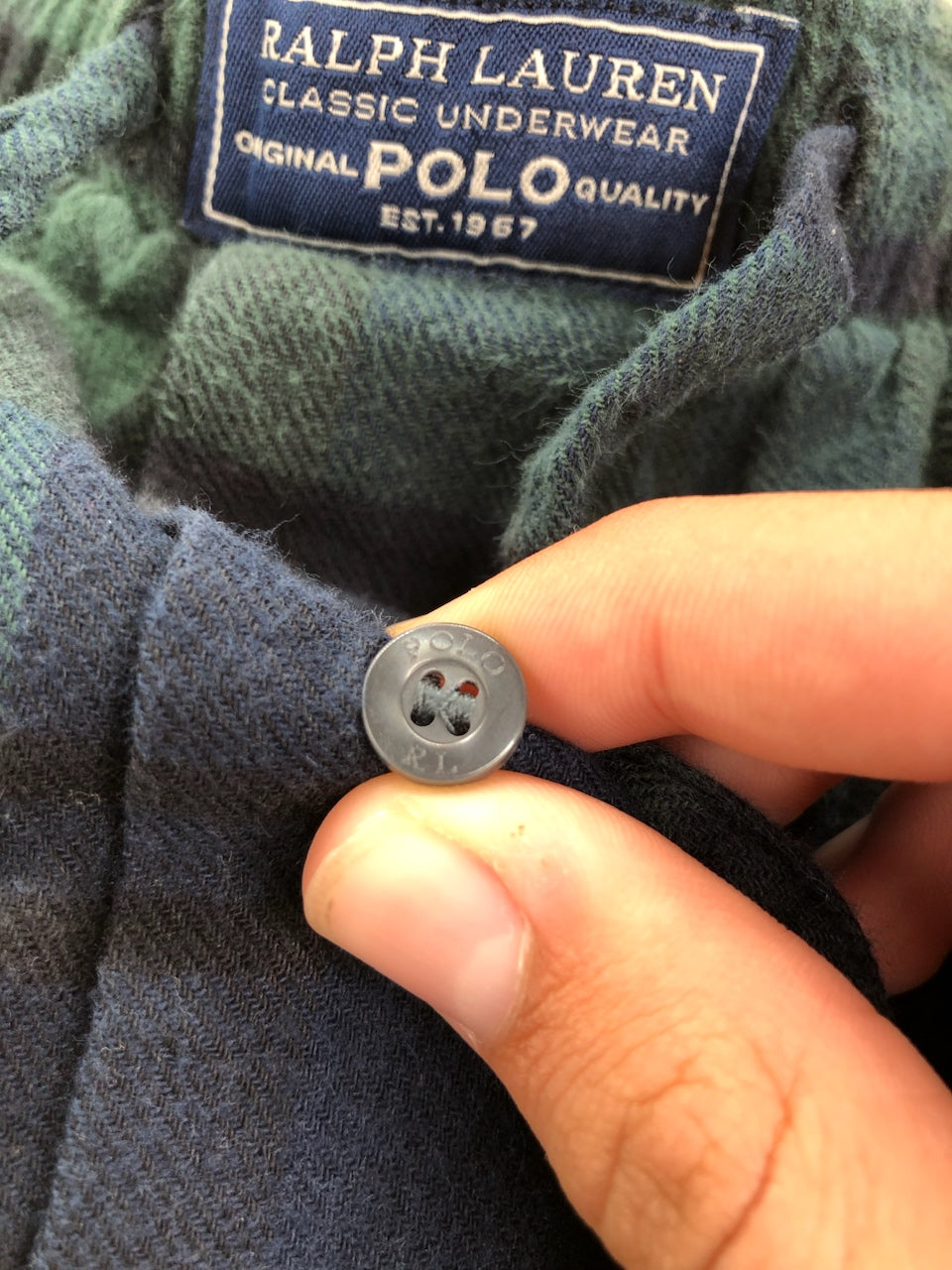 Pyjama Ralph Lauren baggy tartan bleu marine et vert foncé – vue 5
