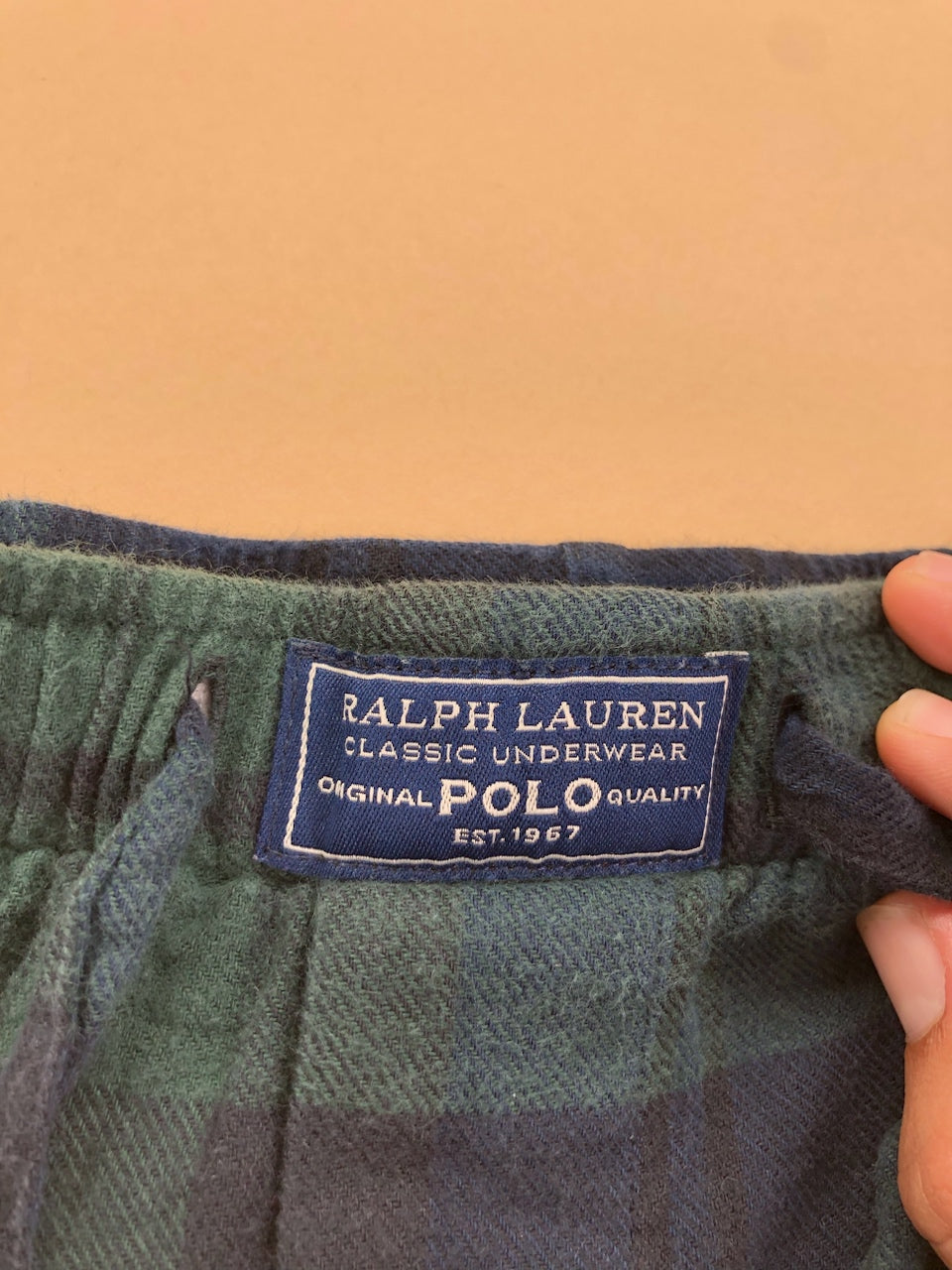 Pyjama Ralph Lauren baggy tartan bleu marine et vert foncé – vue 6
