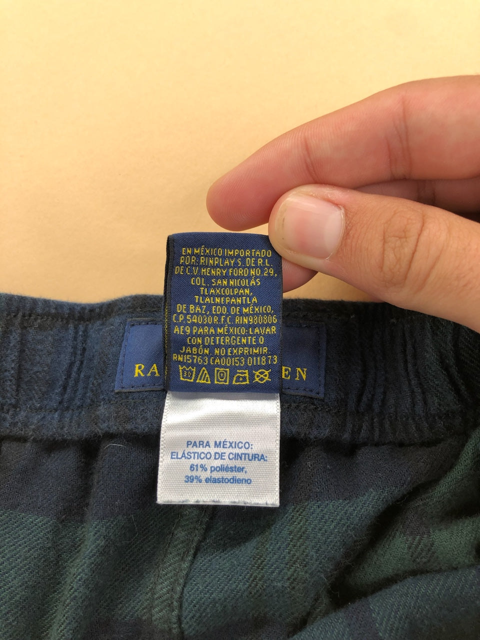 Pyjama Ralph Lauren baggy tartan bleu marine et vert foncé – vue 8
