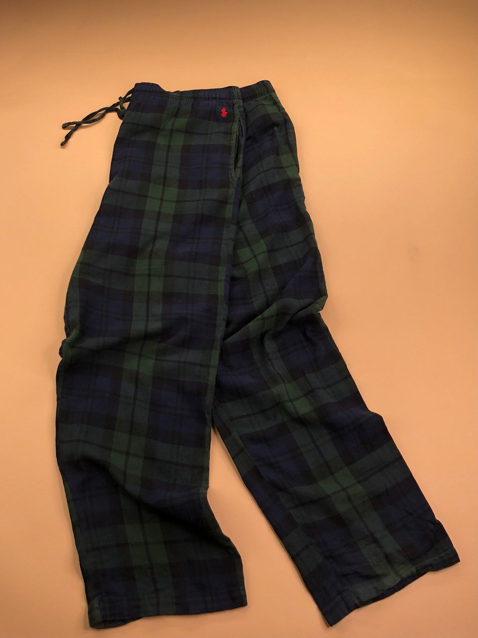 Pyjama Ralph Lauren baggy tartan bleu et vert – vue 1
