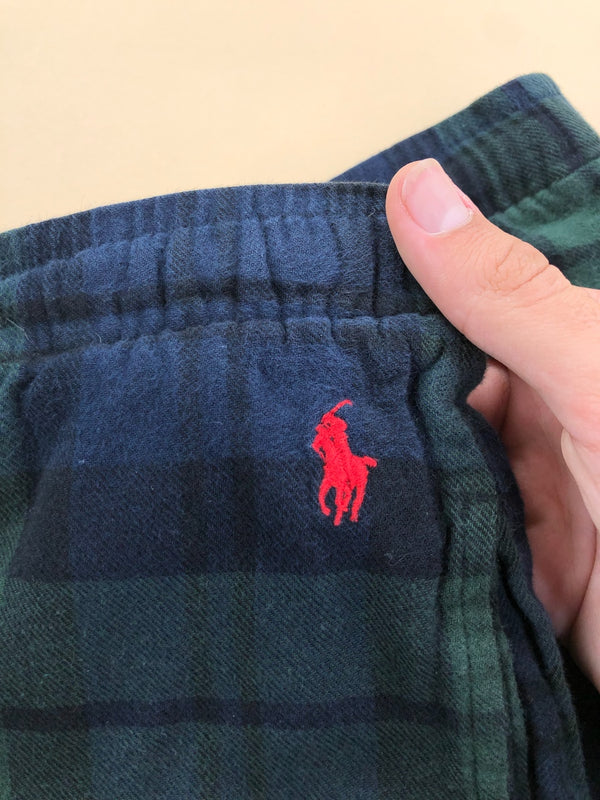 Pyjama Ralph Lauren baggy tartan bleu et vert – vue 3