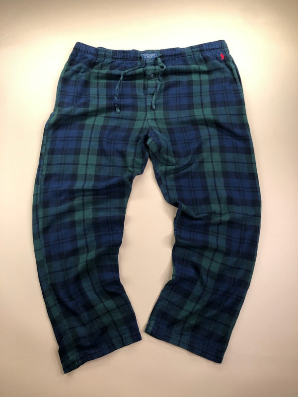 Pyjama Ralph Lauren baggy tartan bleu et vert – vue 4
