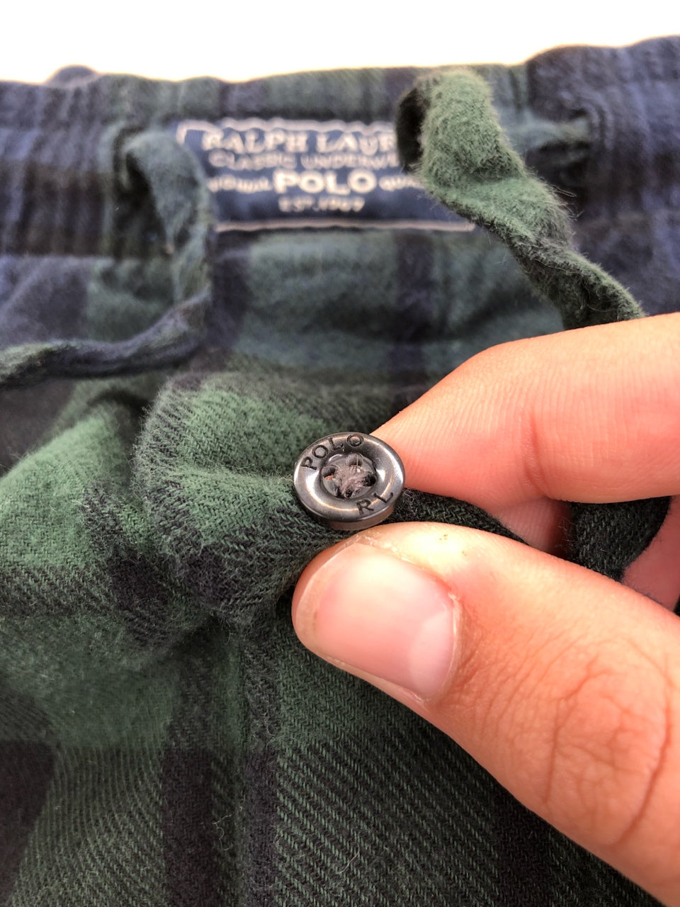 Pyjama Ralph Lauren baggy tartan bleu et vert – vue 5